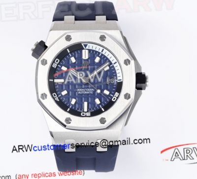 ZF Audemars Piguet Royal Oak Offshore Super Clone 15720 Blue Dial Ruber Strap Watch